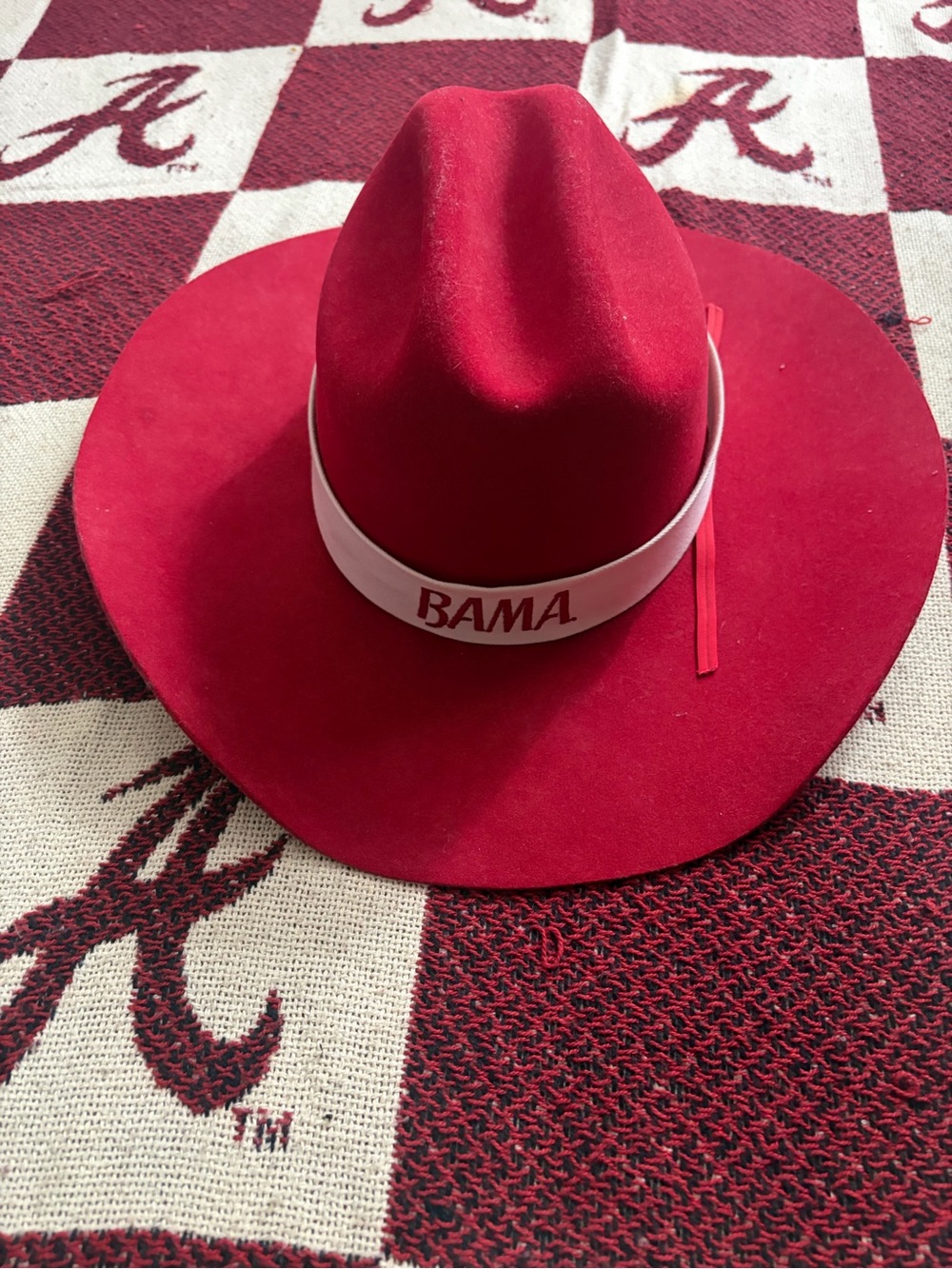 American Hat Company BAMA Red Felt Cowboy Hat with White Band